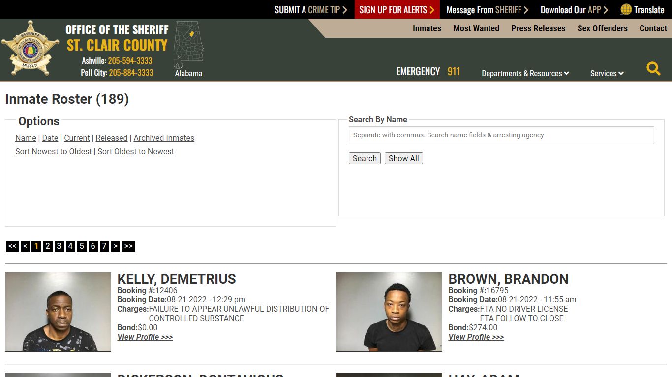 Inmate Roster (177) - St. Clair County Sheriff's Office
